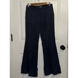 Stella McCartney Women’s Blue Wool Flare Dress Pants Wide Cuff Size 38